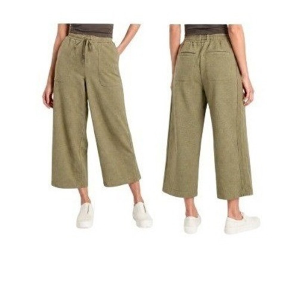 Athleta Womens 6‎ Farallon Heathered Wide Leg Cropped Pant in Green